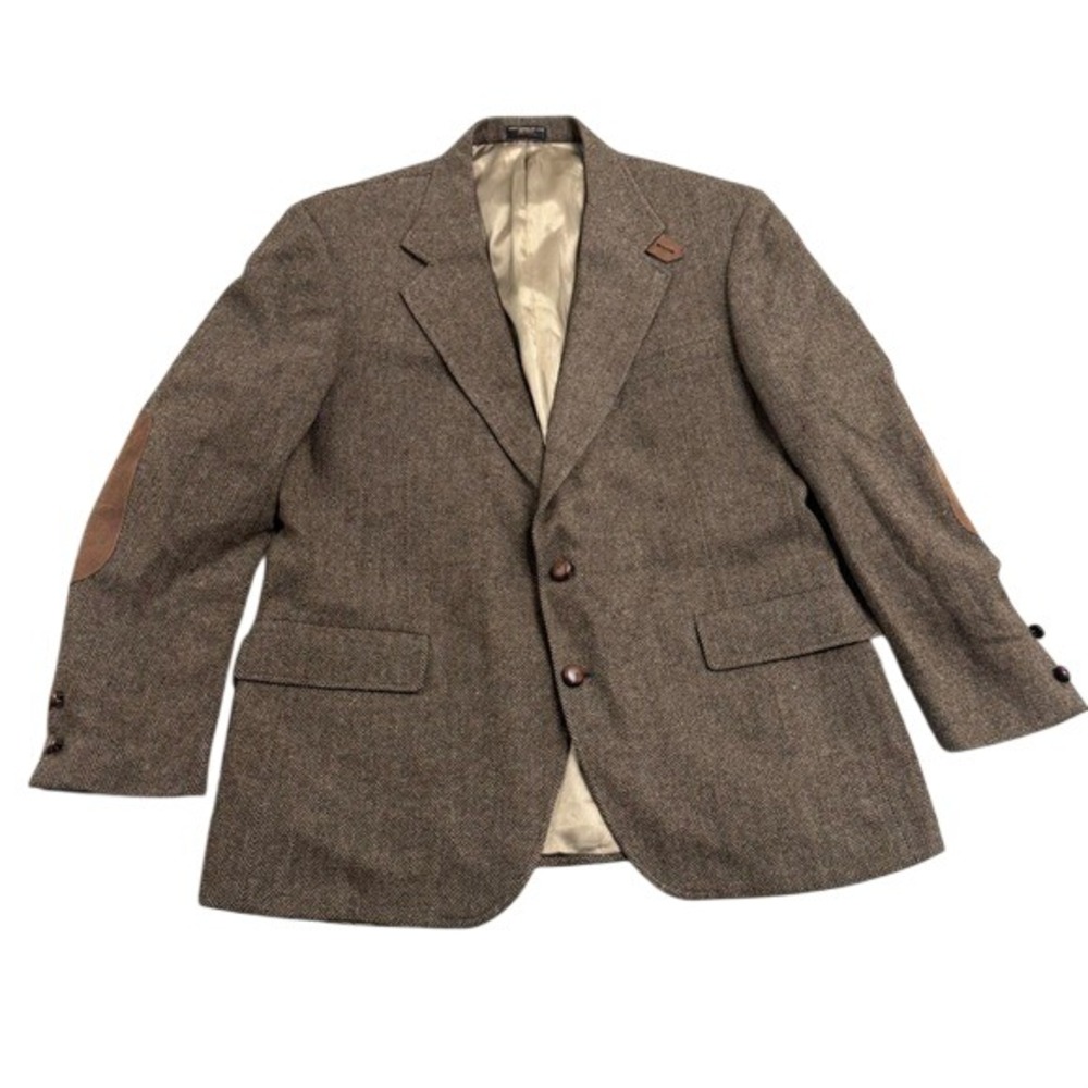 Vtg 80's Richard Thomas Men's Brown Blazer Elbow Patches SZ 42R Business Retro